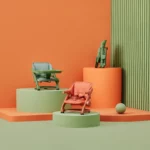 Unilove booster seat green - orange (1)